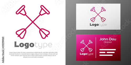 Logotype line Arrow with sucker tip icon isolated on white background. Logo design template element. Vector.