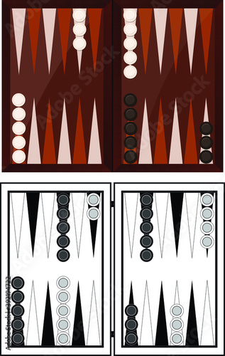Stampa su Tela Traditional backgammon game vector illustration