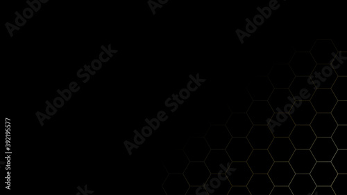 Hexagon bee hive gold modern with black abstract background vector illustration.