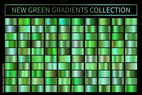 Green ecology vector gradients set. Glossy shiny nature green gradient photo