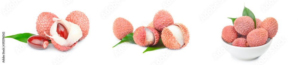 Group of litchi isolated on a white background Group of litchi isolated on a white background