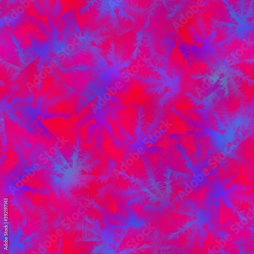 Seamless dynamic red and blue leaf pattern. High quality illustration. Hyper bright vivid and vibrant natural foliage design. Intense colors and energetic ultra-violet feel. © NinjaCodeArtist