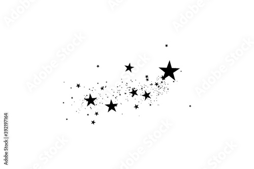 Stars on a white background. Black star shooting with an elegant star.Meteoroid, comet, asteroid, stars.