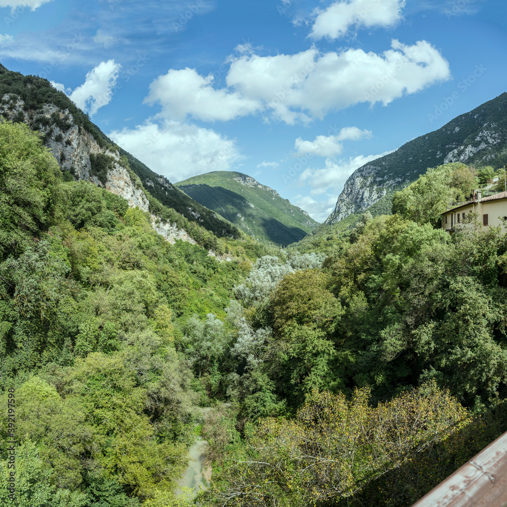 narrow Nera valley at  Triponzio, Italy