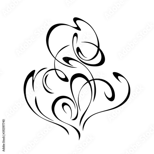 ornament 1378. decorative abstract ornament with curls in black lines on a white background