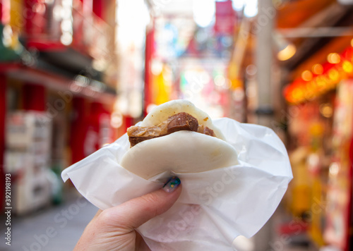 Kakuni Manju (pork belly bun) in Nagasaki Chinatown, Japan