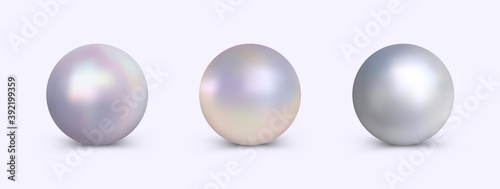 Pearl set for use in logo or decoration design. Vector realistic clipart. Vector elegant pearls collection.
