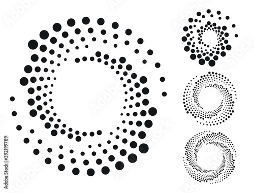 Abstract dotted halftone circles. Round logotype or icon.
