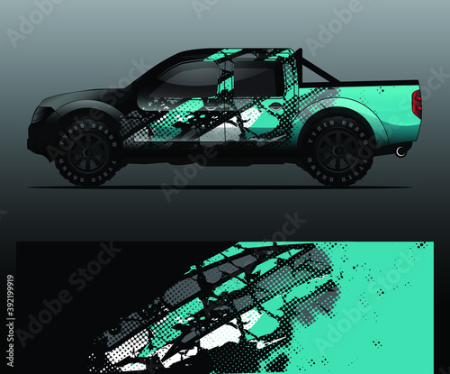 Truck decal, cargo van and car wrap vector, Graphic abstract grunge stripe designs for wrap branding vehicle