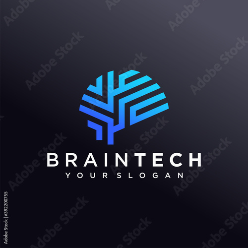 Brain Tech Logo Design Template