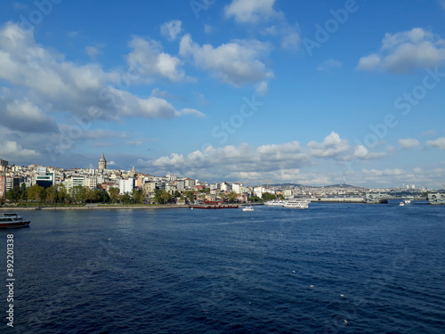 Galata Tower in Istanbul Turkey with Marmara Sea