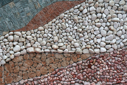 Many Colorful stone arrang on the wall texture background - Exterior 