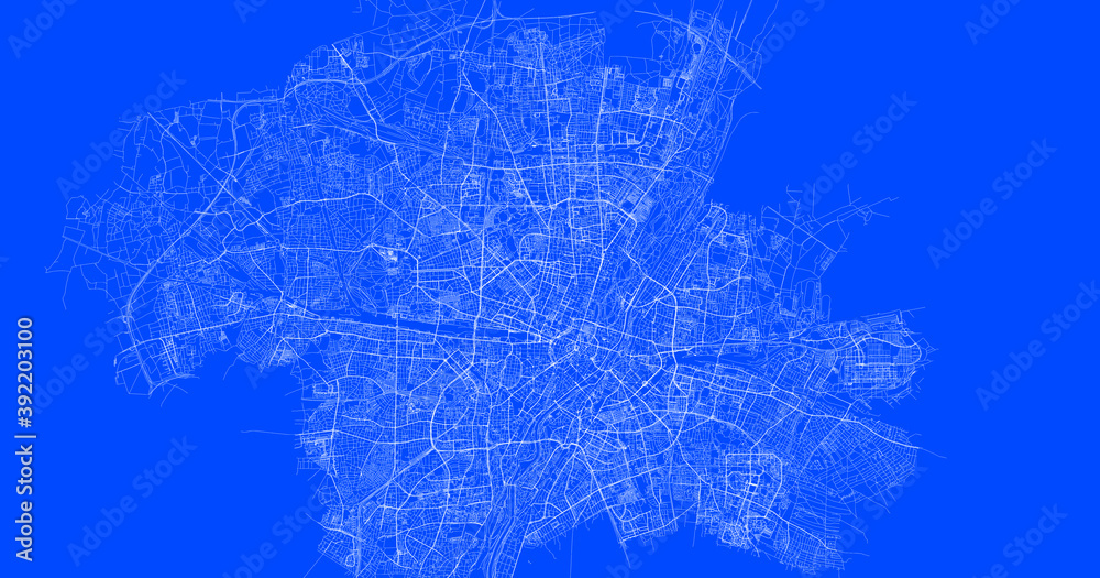 Blueprint of Munich city of Germany, One Color Map, color change, Artprint