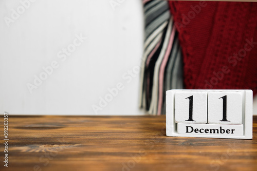 eleventh day of winter month calendar december with copy space
