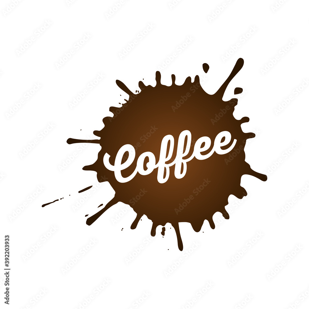 Logotipo con tipografía Coffee en salpicadura de líquido en color marrón