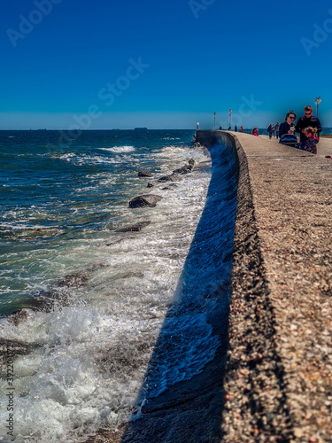 Plakat w ramie Bulwar and sea of Gdynia.