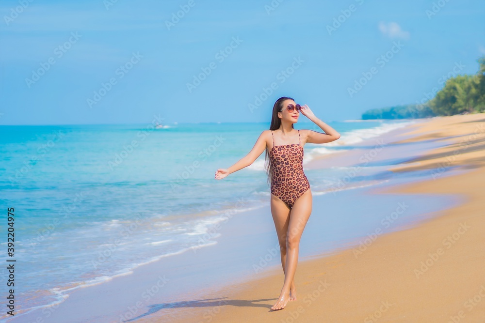 Portrait beautiful young asian woman relax smile leisure around sea beach ocean Portrait beautiful young asian woman relax smile leisure around sea beach ocean