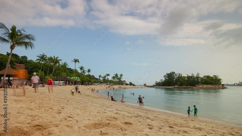 sunny day singapore city famous sentosa island beach timelapse panorama 4k sunny day singapore city famous sentosa island beach timelapse panorama 4k
