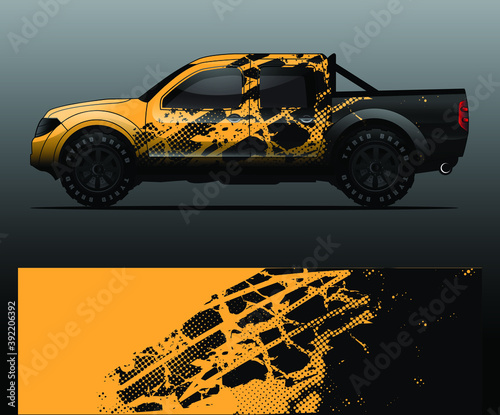 Truck decal, cargo van and car wrap vector, Graphic abstract grunge stripe designs for wrap branding vehicle