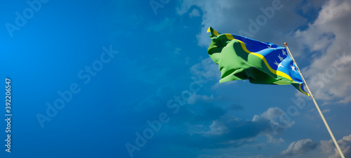 Obraz na plátně Beautiful national state flag of Solomon Islands with blank space