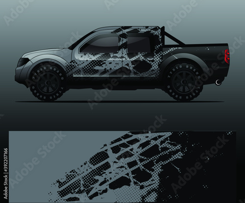 Truck decal, cargo van and car wrap vector, Graphic abstract grunge stripe designs for wrap branding vehicle