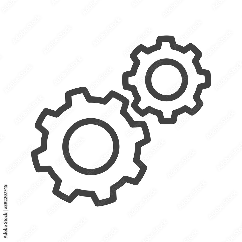 Outline icon of gears. Vector.