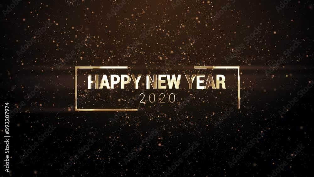 4k animation. Happy New Year glamour greetings video card with shining golden particles and golden text on a dark background. Beautiful typography magic design. 4k animation. Happy New Year glamour greetings video card with shining golden particles and golden text on a dark background. Beautiful typography magic design.