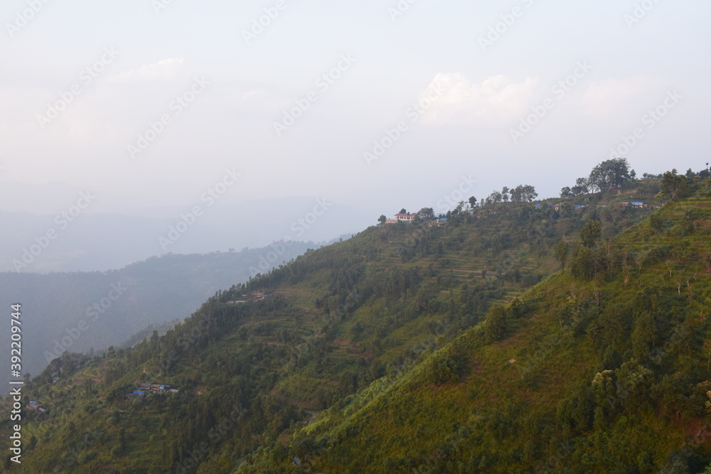 Rural village landscape photo of Nepal, Rural Nepal. Rural Nepal trekking landscape photo