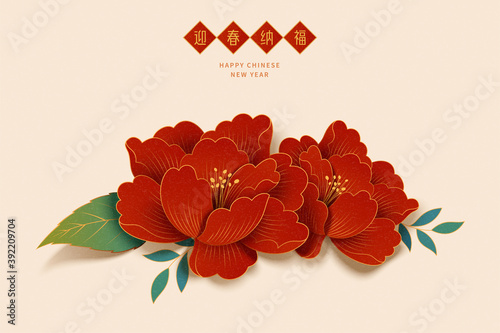 Vintage red peony flower