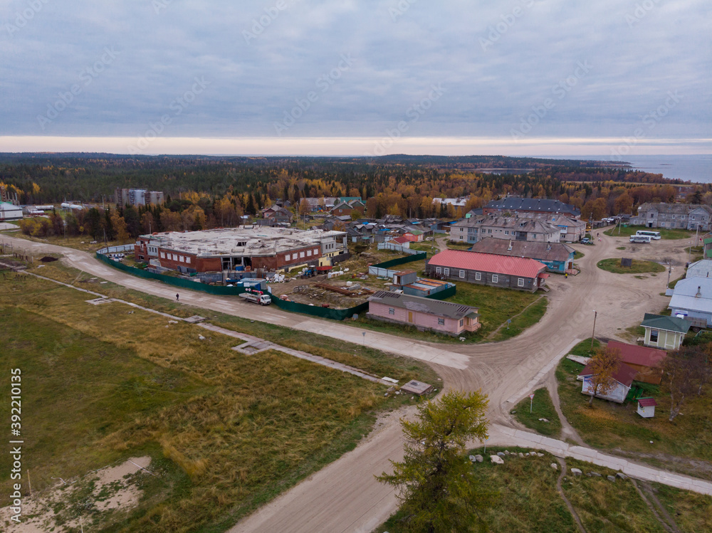 October, 2020 - Solovki. View of the village of Solovetsky. Russia, Arkhangelsk region, Primorsky district