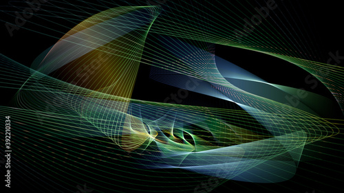 Diversity of fractal realms. Background with dynamic movement of free lines.