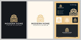 Modern home logo with line style and business card inspiration