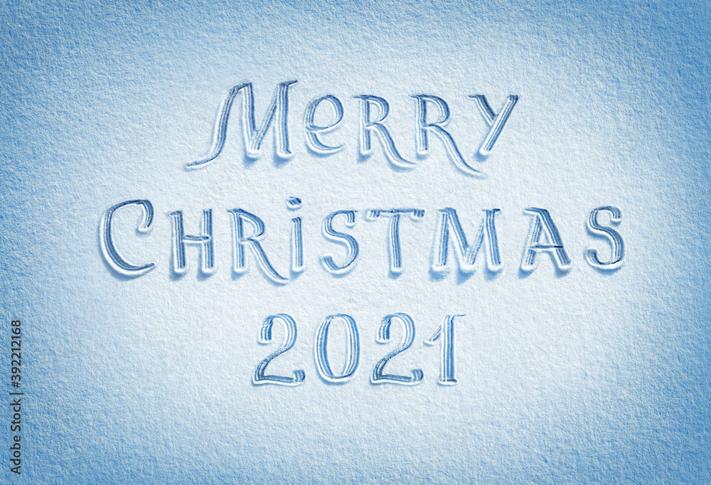 Merry Christmas! Background of snow texture in blue tone. High resolution product, top view