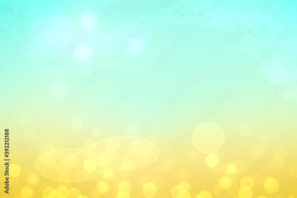 Hello spring background. Abstract bright spring or summer landscape texture with natural green yellow bokeh lights and sunshine on blue sky. Beautiful backdrop with space. Hello spring background. Abstract bright spring or summer landscape texture with natural green yellow bokeh lights and sunshine on blue sky. Beautiful backdrop with space.