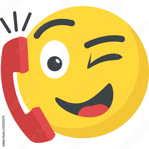 
Smiley with receiver showing calling concept
