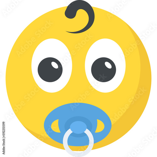 
Baby smiley with pacifier emoticon icon
