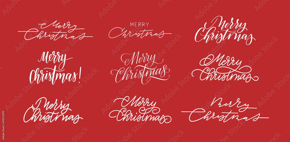 Merry Christmas calligraphy set. Modern and retro Merry Christmas calligraphy set. Modern and retro