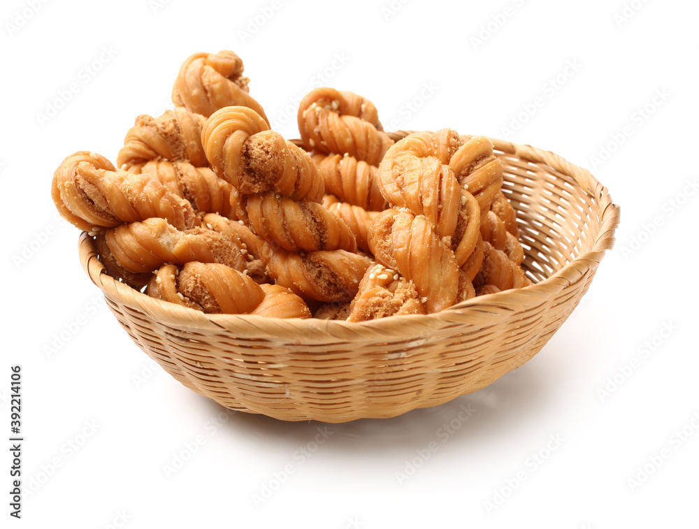 Chinese fried dough twist on white background Chinese fried dough twist on white background