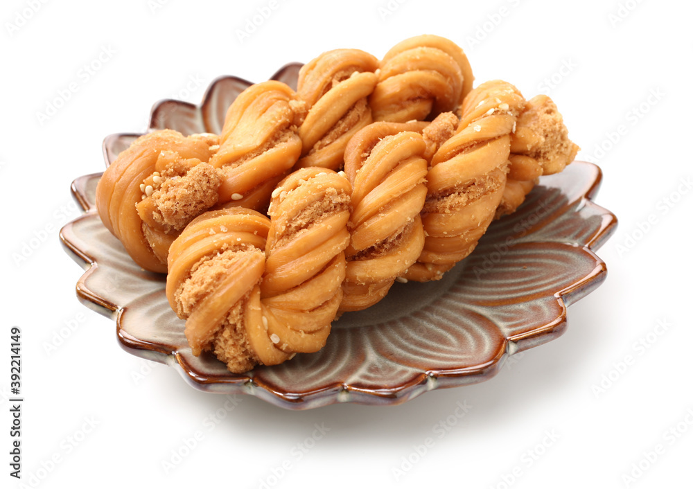 Chinese fried dough twist on white background Chinese fried dough twist on white background