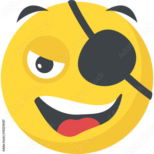 
A flat icon design of pirate emoji with eye patch
