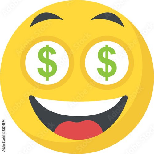 
An Emoji with dollar eyes showing greed 
