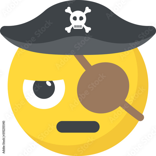 
A flat icon design of pirate emoji with eye patch
