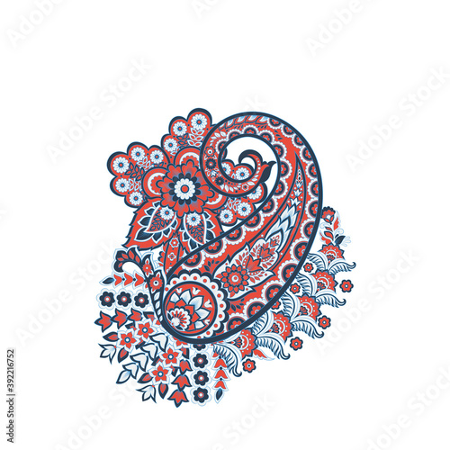 Paisley vector pattern. Fantastic flower, leaves