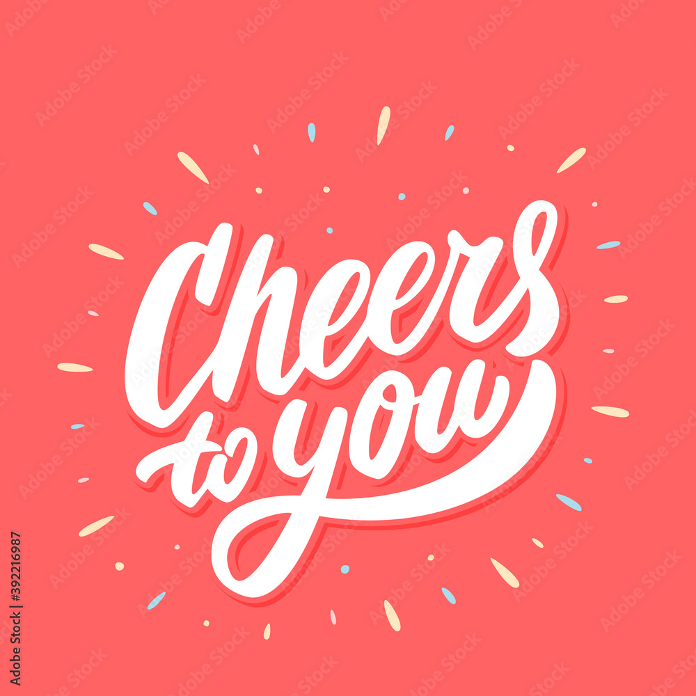 Cheers. Greeting card. Vector lettering.