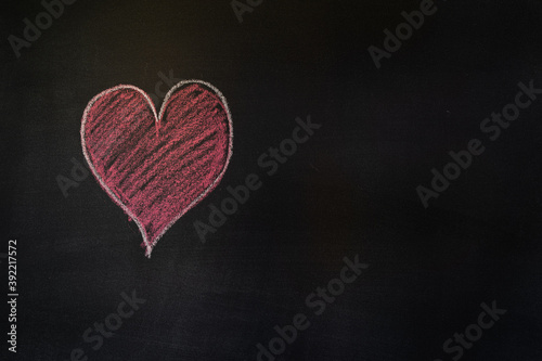 chalk drawing of a heart on a blackboard