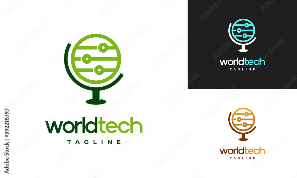 World Tech logo designs concept vector, Technology logo designs vector template