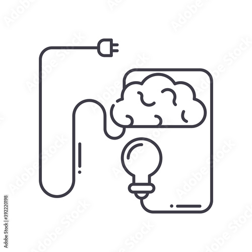 Brainstorming session icon, linear isolated illustration, thin line vector, web design sign, outline concept symbol with editable stroke on white background.