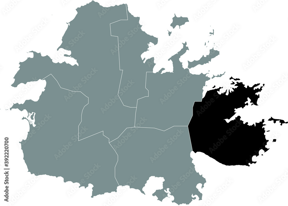 Obraz premium Black location map of Saint Philip parish inside the gray map of the island of Antigua
