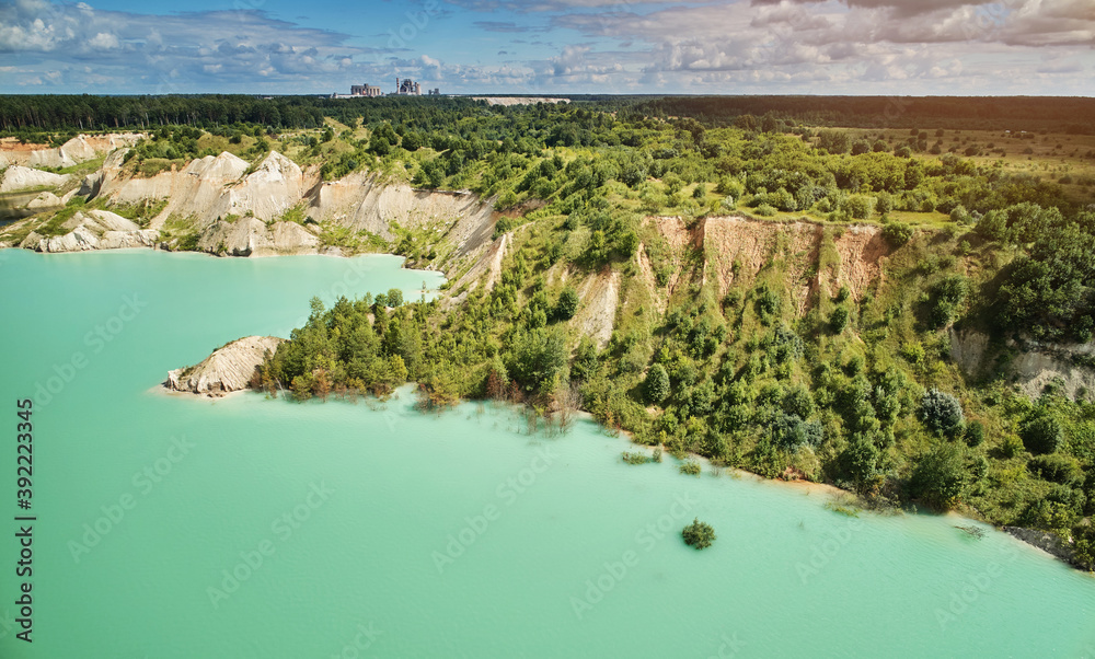 Clean green water in quarry
