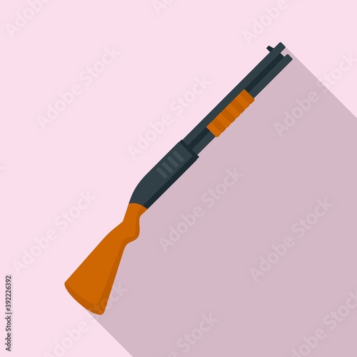 Hunter shotgun icon. Flat illustration of hunter shotgun vector icon for web design